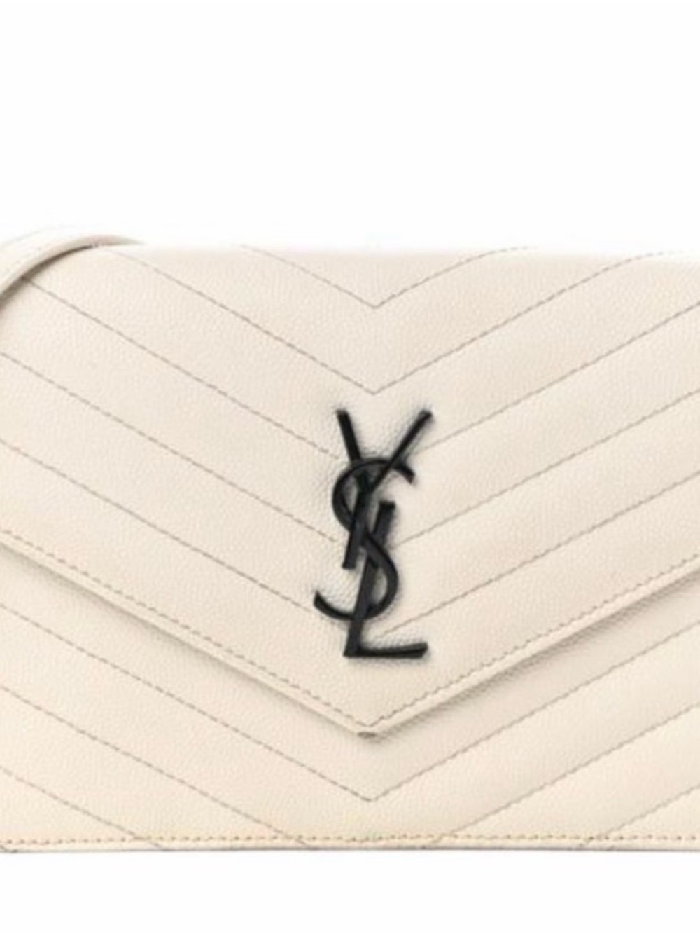 Saint Laurent Chain Wallet Monogram Envelope Grain De Poudre Matelasse Chevron